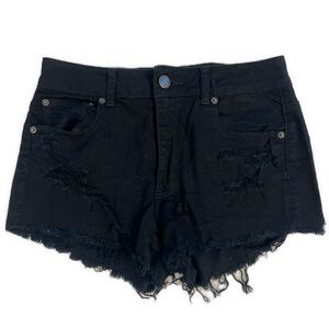 American Eagle Outfitters High Rise Festival Black Distressed Women Shorts